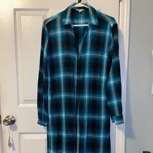Stripped Flannel Long-Sleeve Dress
